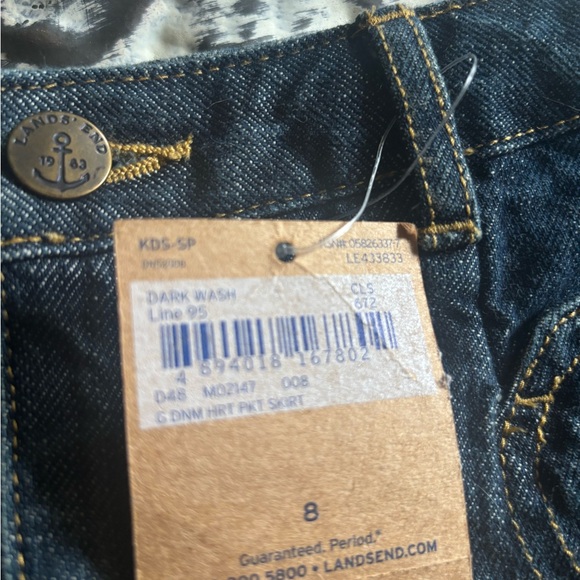 Girls Lands' End Dark Blue Denim Skirt with Heart Pockets 8 - Picture 5 of 6